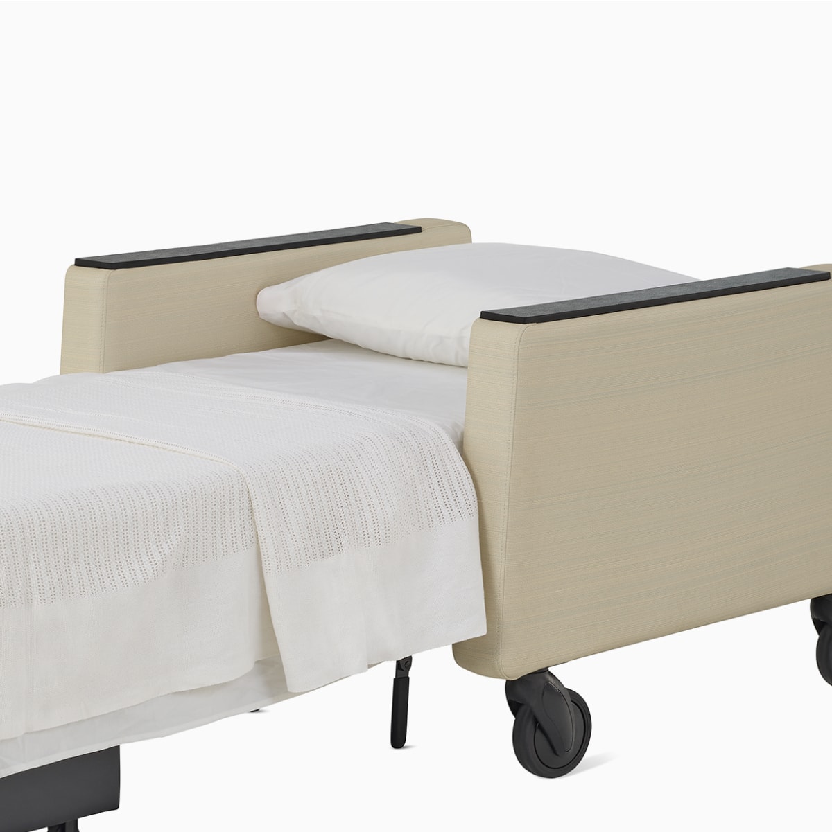 Gemma Sleep Chair, dressed with sheet.