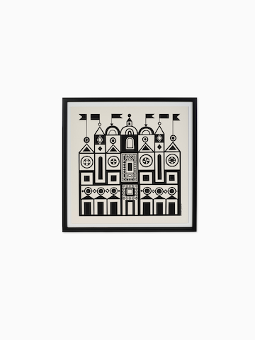 Girard Environmental Enrichment Poster, Palace - black and white poster with palace motif.