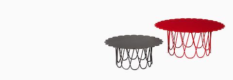 A small black and large red Girard Flower Table on a white background.