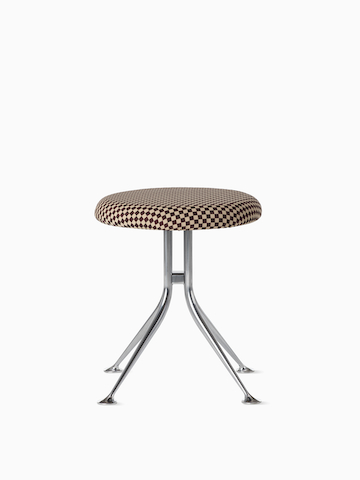 A single Girard Stool with an aluminum base and upholstered in Checker by Alexander Girard, 1965.