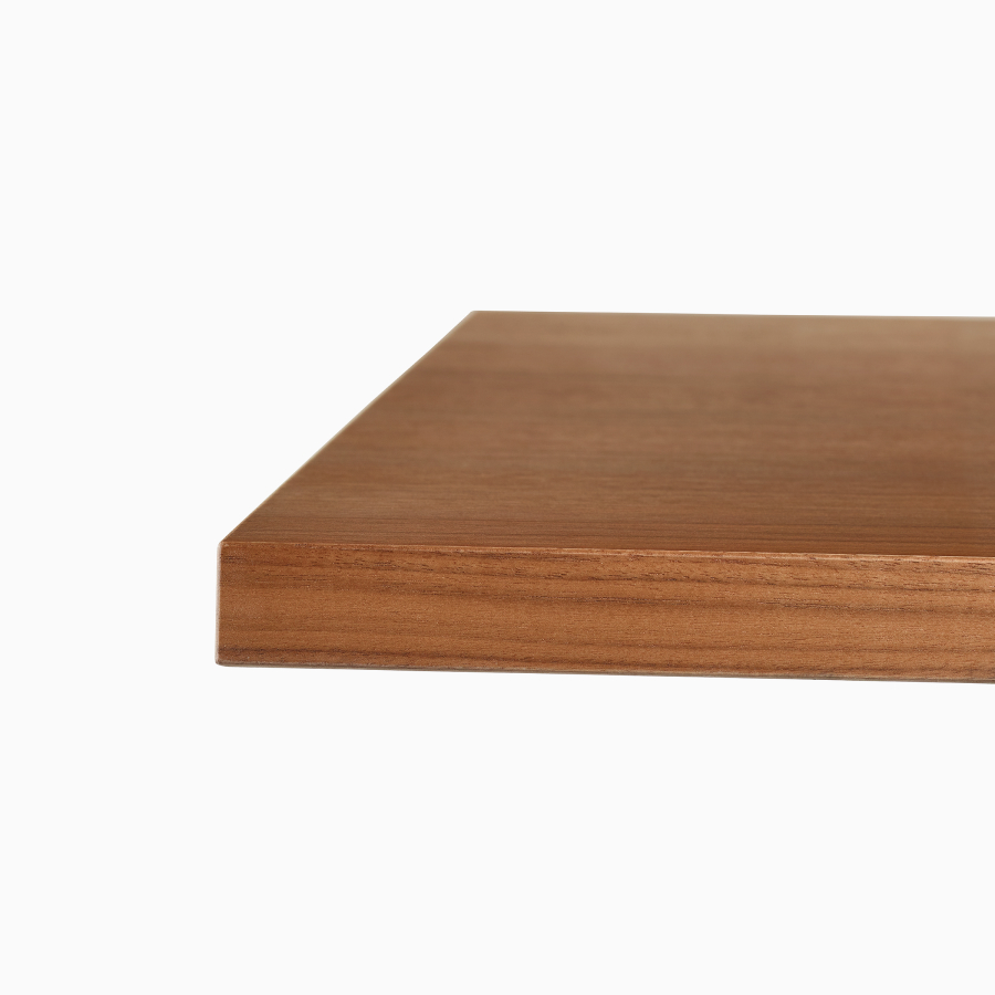 A close-up view of a square edge on a Headway conference table.