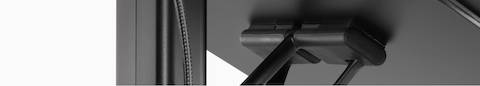 A close-up view of the underside of a black Lana Laptop Stand.