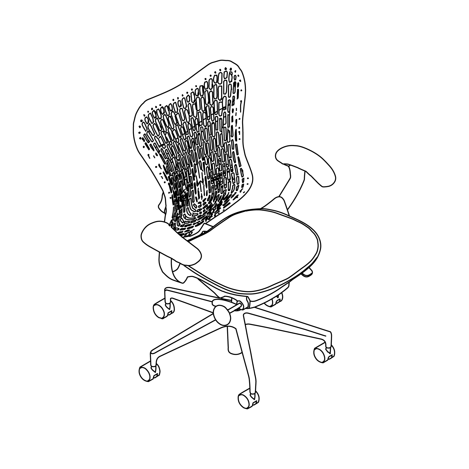 A line drawing - Mirra 2 Chair–Polymer Back–Adjustable Arms