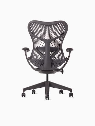Rear view of a Mirra 2 chair with Trflex back in graphite.