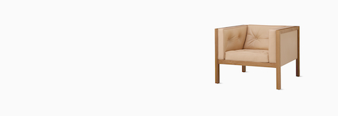 Nelson Cube Armchair in oak and leather.