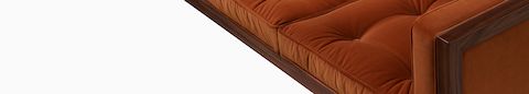 Nelson Cube Sofa in walnut and velvet.