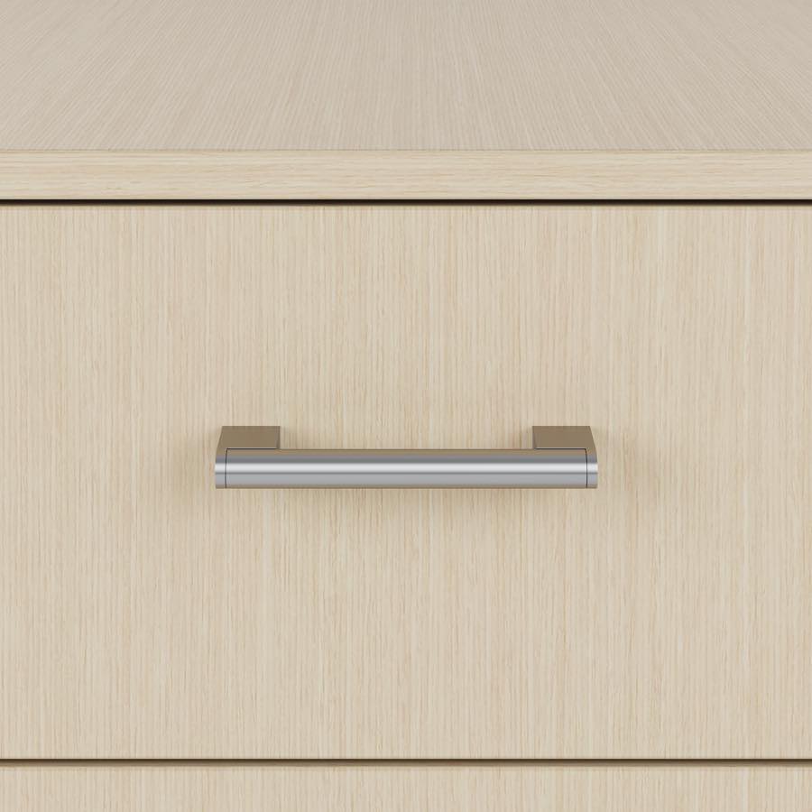 A close-up view of the terra pull in a silver metal finish.