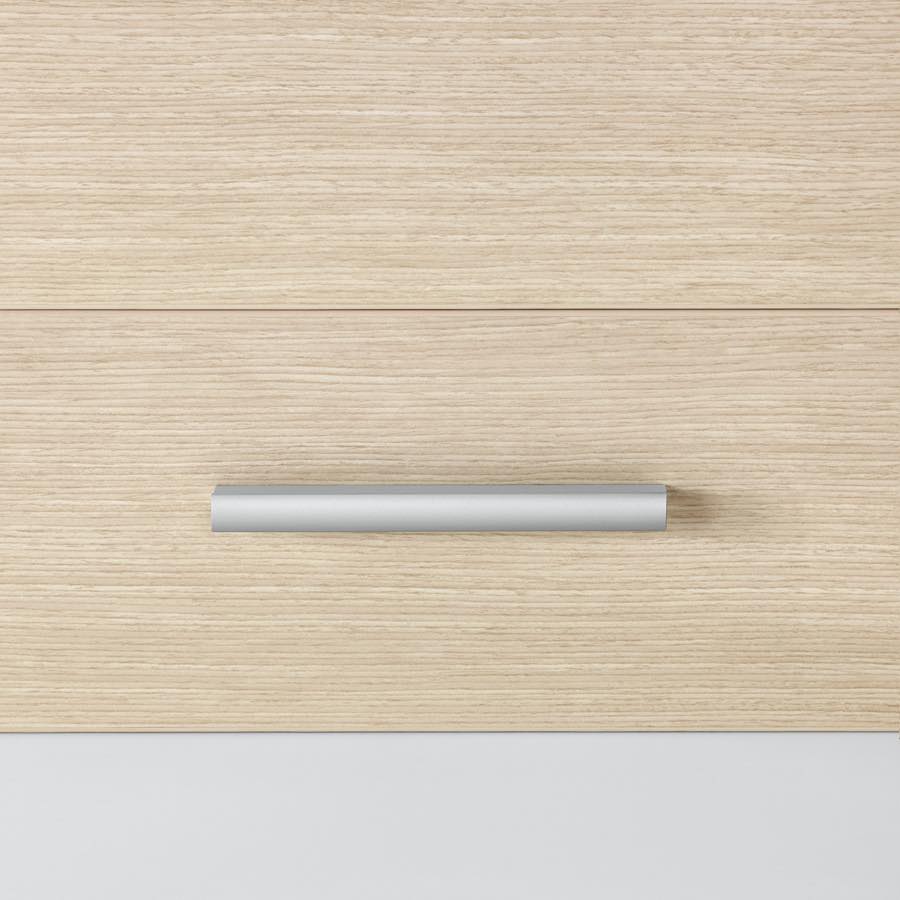 A close-up view of the profile pull in a light gray finish.