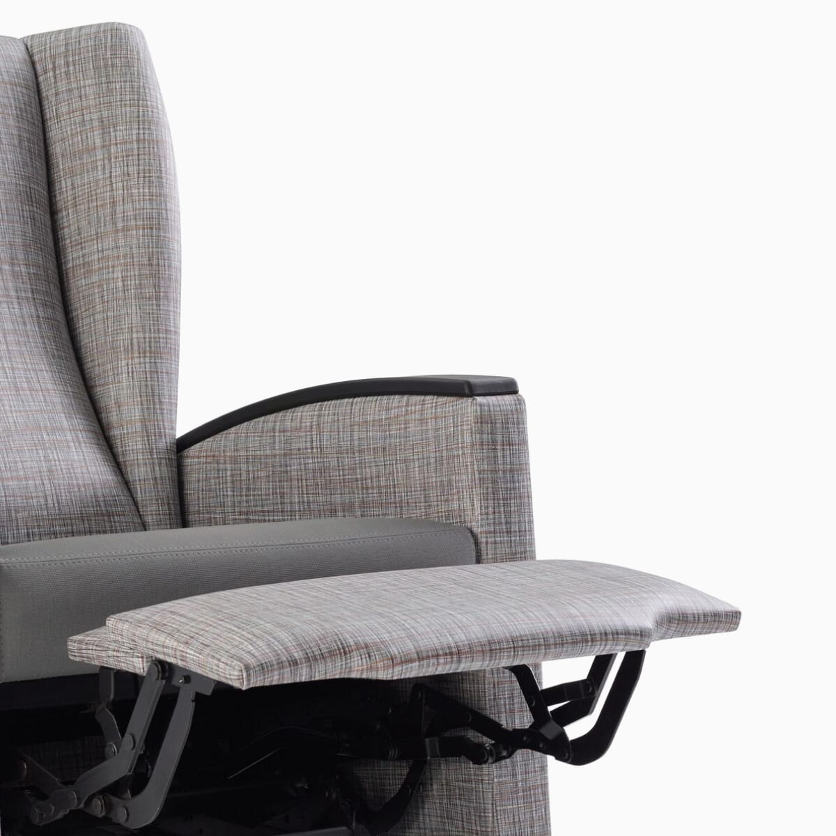 Detail of the independent footrest on a Nemschoff Culla Reclining Glider.