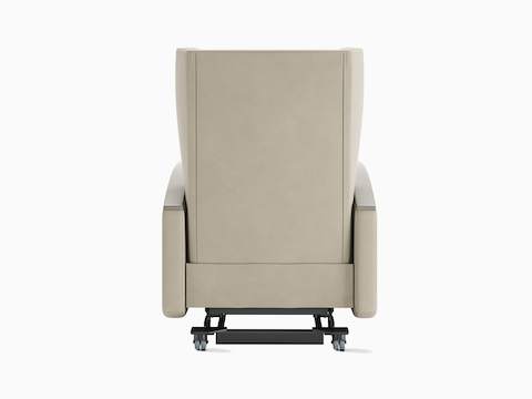 Culla Reclining Glider in beige upholstery, viewed from the back.