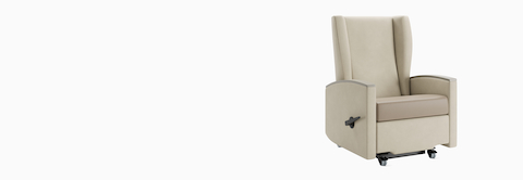 Culla Reclining Glider in beige upholstery, viewed at an angle.