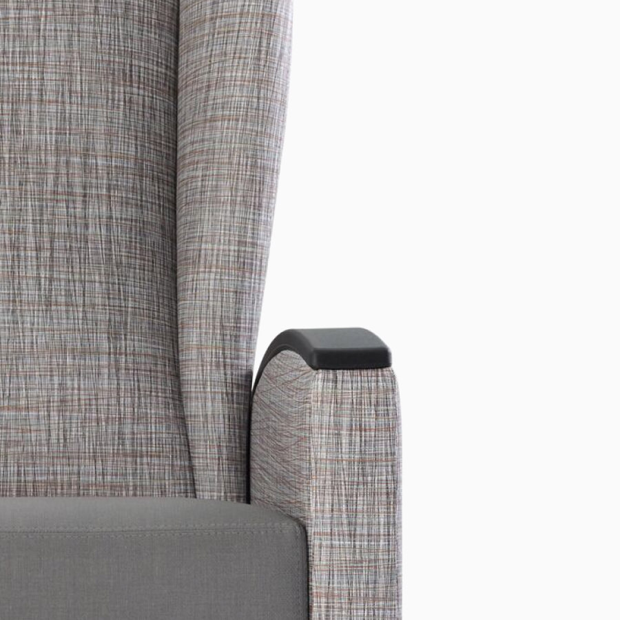 Detail of urethane arm caps on a Nemschoff Culla Reclining Glider.