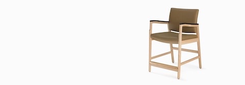 A Monarch Easy Access Chair in tan fabric with solid hardwood frame and urethane arm caps.