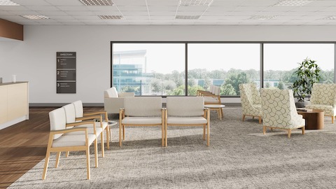 A waiting room in a doctor suite with Monarch chairs and Iris chairs.