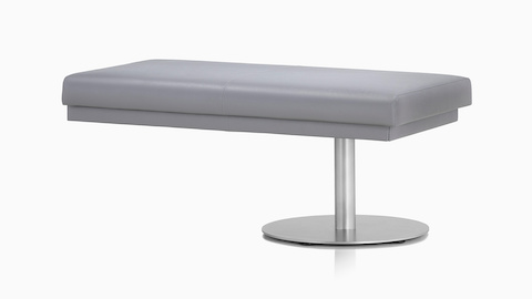 Front three-quarter view of Palisade Multiple Seating bench in gray textile.