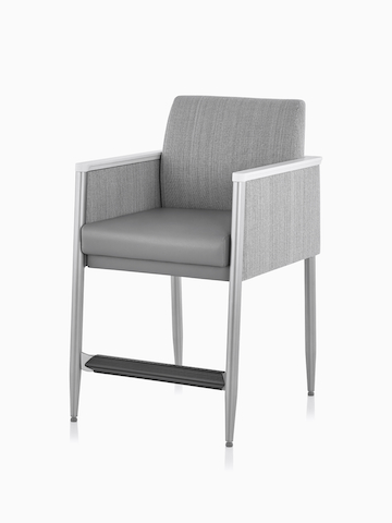Three-quarter view of Palisade Easy Access Chair in gray fabric.