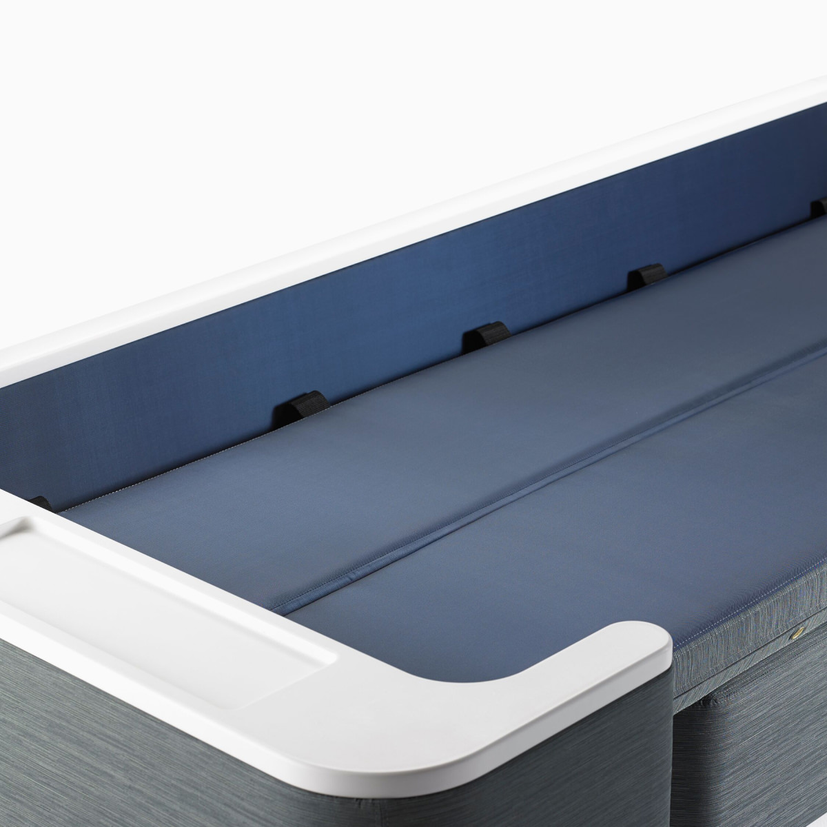 Nemschoff Palisade Flop Sofa with the back positioned down to create a sleep surface.