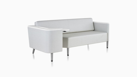 Nemschoff Palisade Flop Sofa in light gray fabric with white surfaces.
