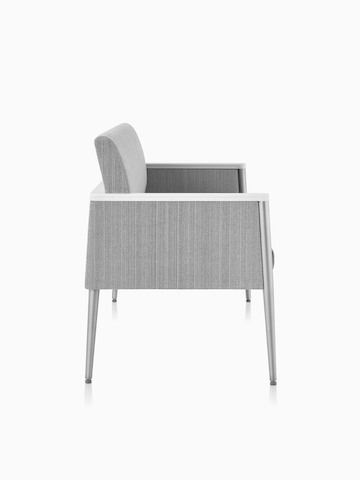 Side view of Nemschoff Palisade Multiple seating in a gray upholstery on white sweep.