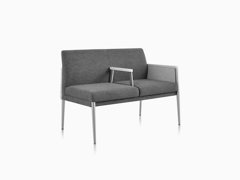 Three-quarter view of Nemschoff Palisade Multiple seating with intervening arm.