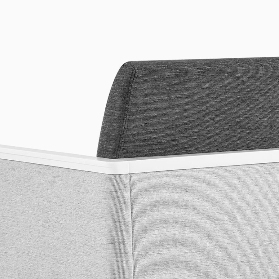 Detail of the optional multiple fabric feature on Nemschoff Palisade Multiple Seating.