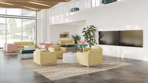 A waiting room in main floor doctor’s office with Riva lounge seating.