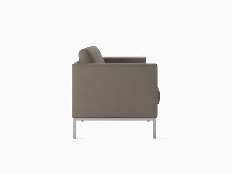 Side view of a Riva 3-seat sofa in gray textile.