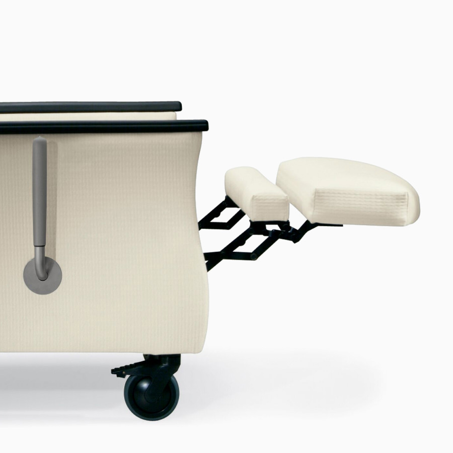 Close-up of a Nemschoff Serenity Recliner footrest in the extended position.