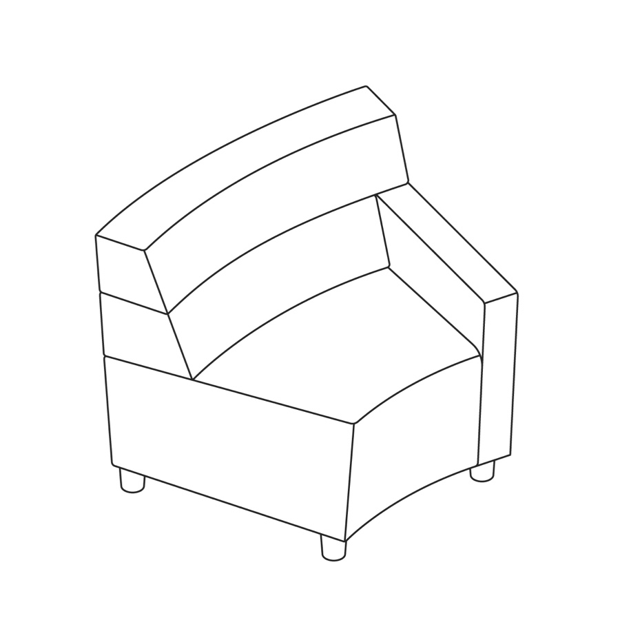 A line drawing - Nemschoff Steps Inside Wedge–Mid Back–Right Arm