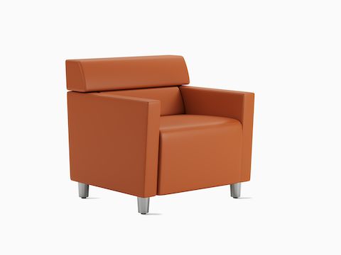 Steps Lounge System armchair, straight, in orange upholstery.