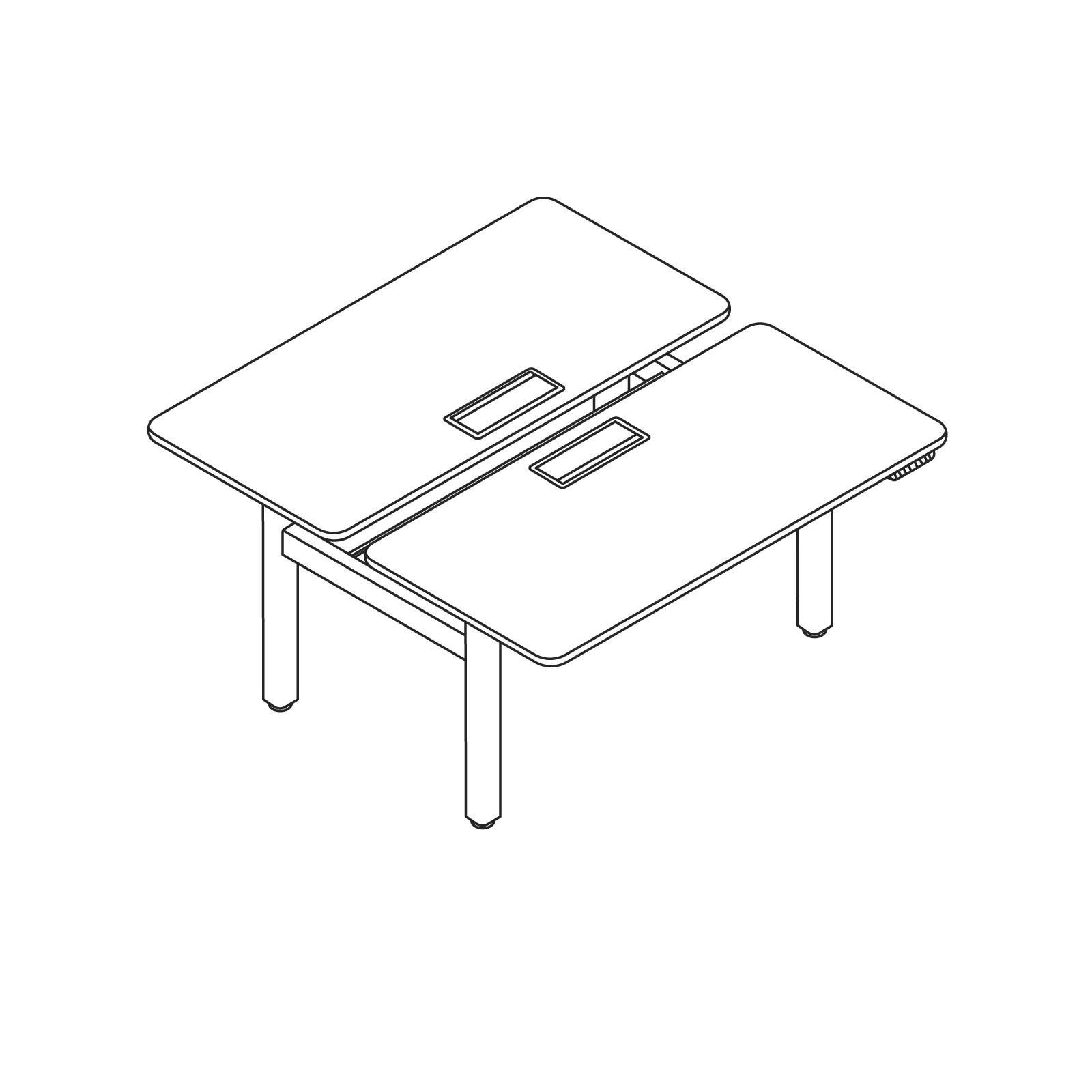 A line drawing - Nevi Sit-to-Stand Desks–Back-to-Back
