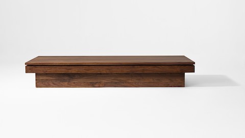 Pawson Drift Coffee Table with walnut finish, viewed from the front.