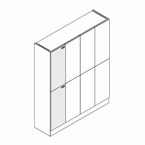A line drawing of Port Storage System with eight lockers and name tags as an option.