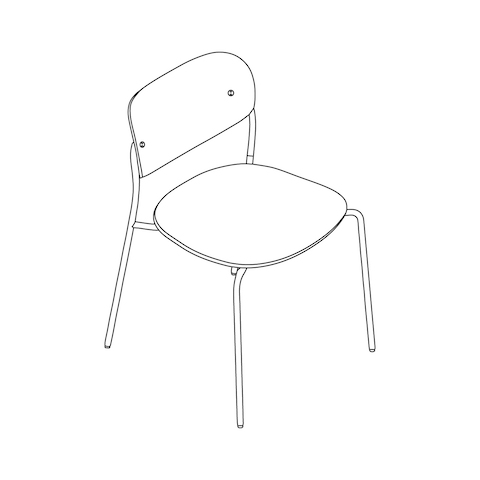 A line drawing - Portrait Chair–Armless–Upholstered Seat–Wood Back
