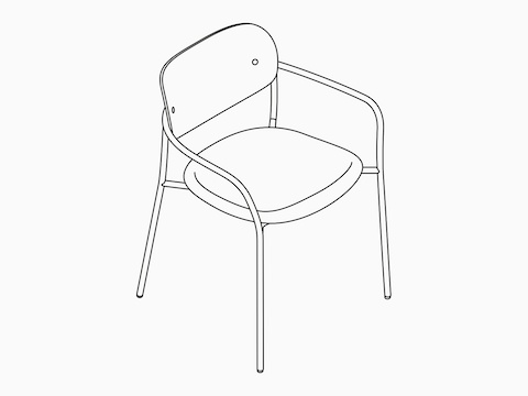 An isometric drawing of the Portrait Chair.