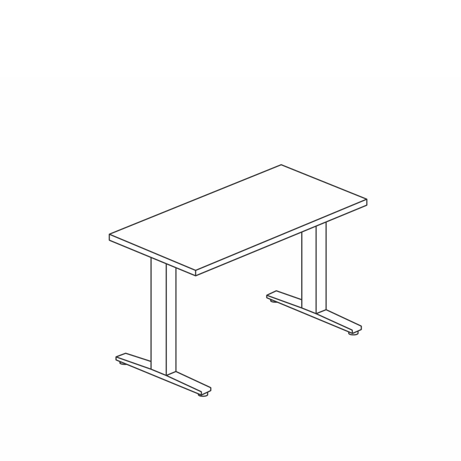 Eine Zeichnung von einem einzelnen Ratio Schreibtisch.