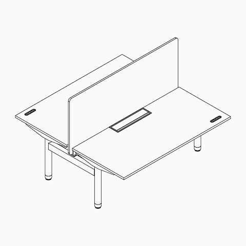线描图：Ratio背靠背式工作站。