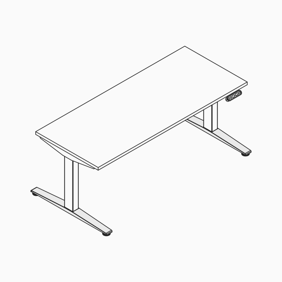 线描图：Ratio的滑轮桌脚。