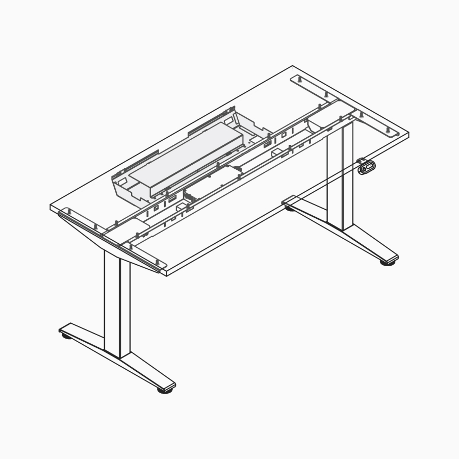 线描图：Ratio的封闭式上层电缆托盘。