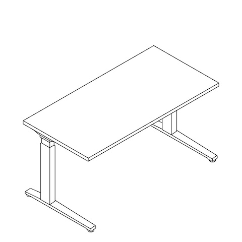 A line drawing of a rectangular Renew Sit-to-Stand Table.