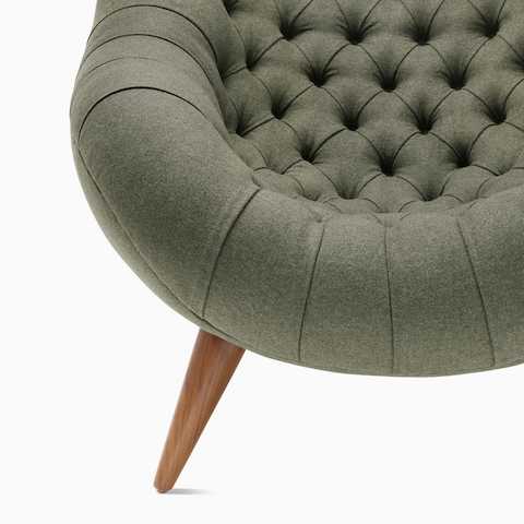 A close-up view of the tapered leg on a Rohde Easy Chair.  