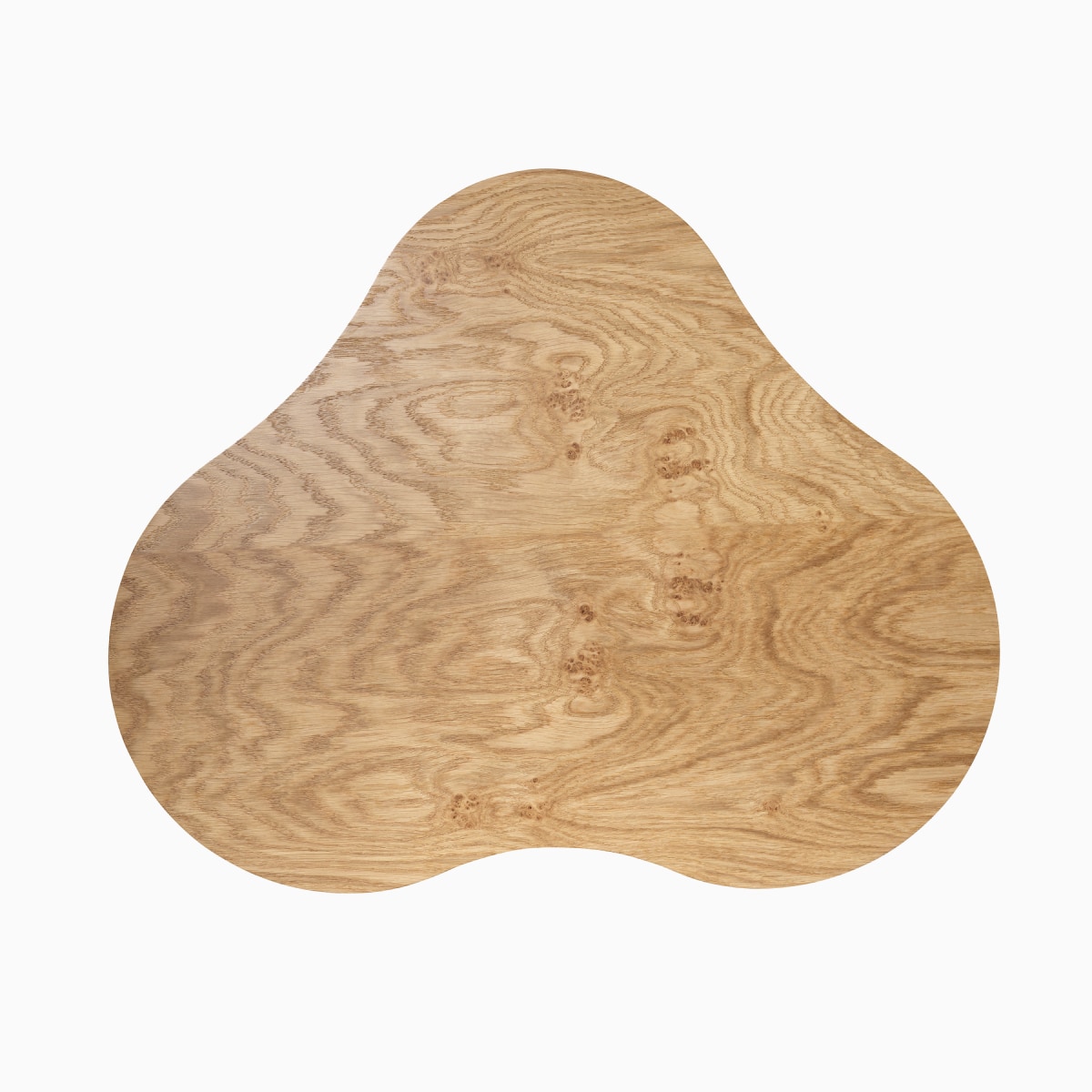 Top view of a Rohde Paldao coffee table in oak burl. 