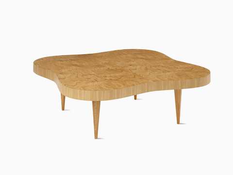 A front view of a Rohde Paldao coffee table in oak burl.