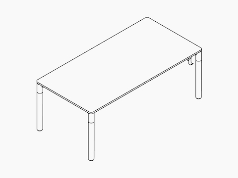 Line drawing of four leg height-adjustable table