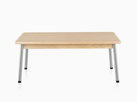 A rectangular Valor Table with steel legs and a light wood finish.