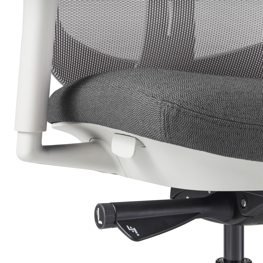 A close-up view of a Verus Chair's black adjustment knob.