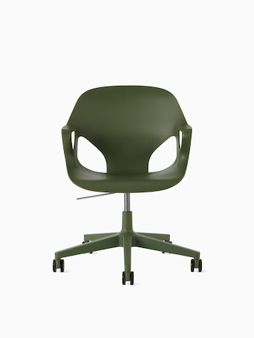 Front view of an olive Zeph chair.