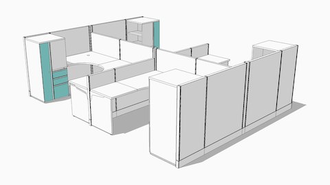 A line drawing of an open office configuration. Select to view Department of Defense JSN Typicals. 