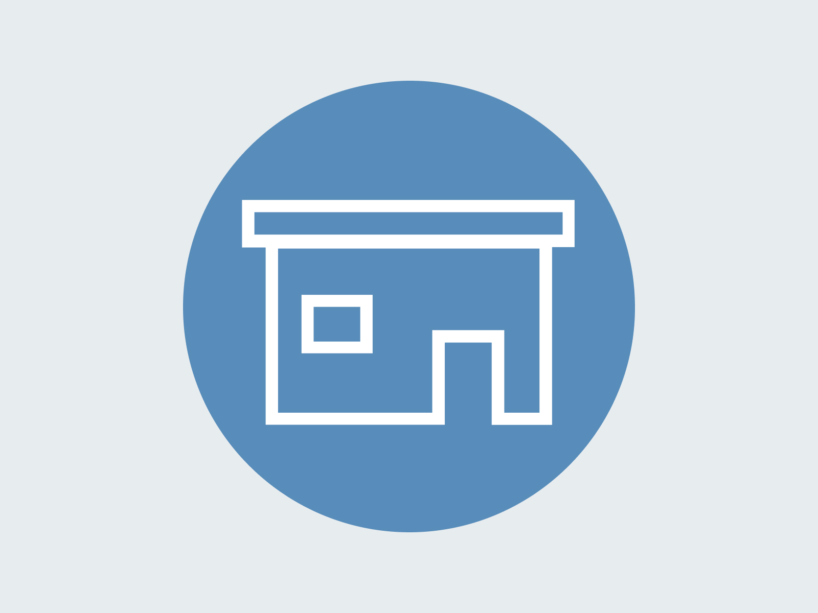 A blue house icon.