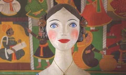 A handcrafted depiction of a woman's head.